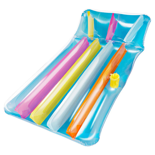 Colorful Inflatable Pool Lounger with Pillow and Cup Holder