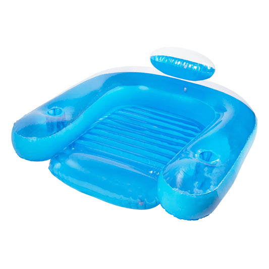 Inflatable Water Chair Pool Float with Backrest and Cup Holders